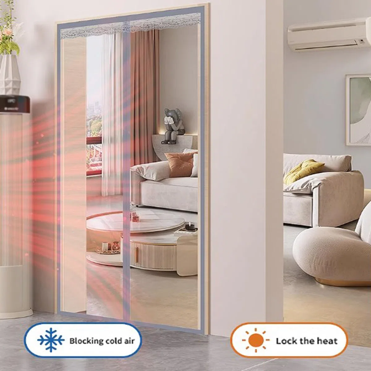 Tenda per Porta Isolamento Termico Magnetico,Tenda Magnetica Per Porta In EVA,Copertura Porta Antivento,Chiusura Automatica,per Balcone Cucina Camera da Letto,Larghezza x Altezza (90cm x 230cm)