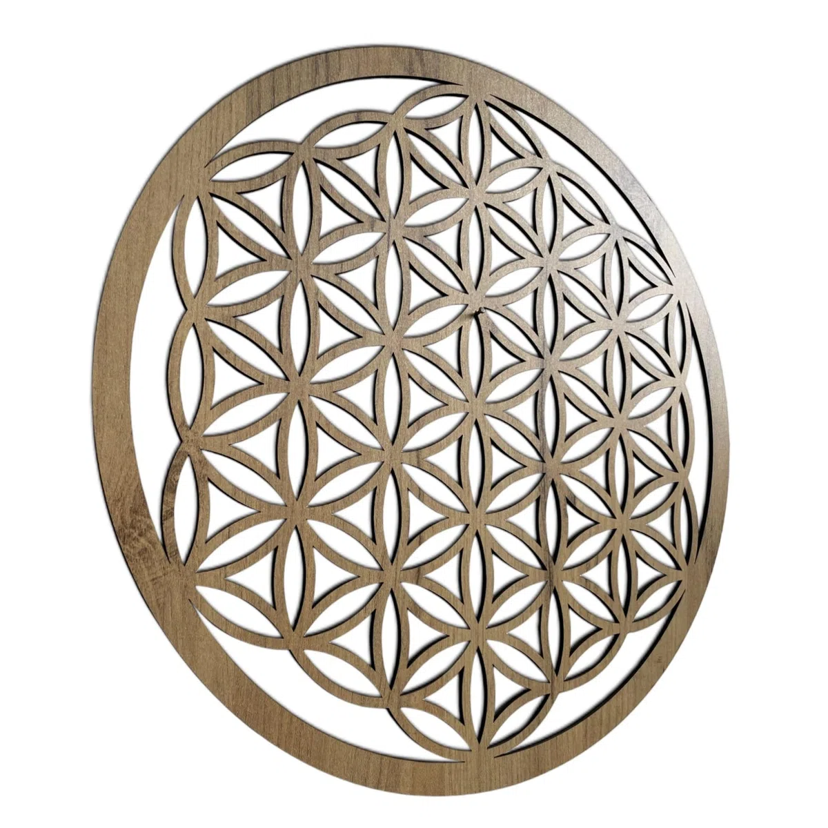 SENTOP HDF0168 Fiore della vita in legno, decorazione da parete con mandala, decorazione in legno (rovere dorato, 40 cm)