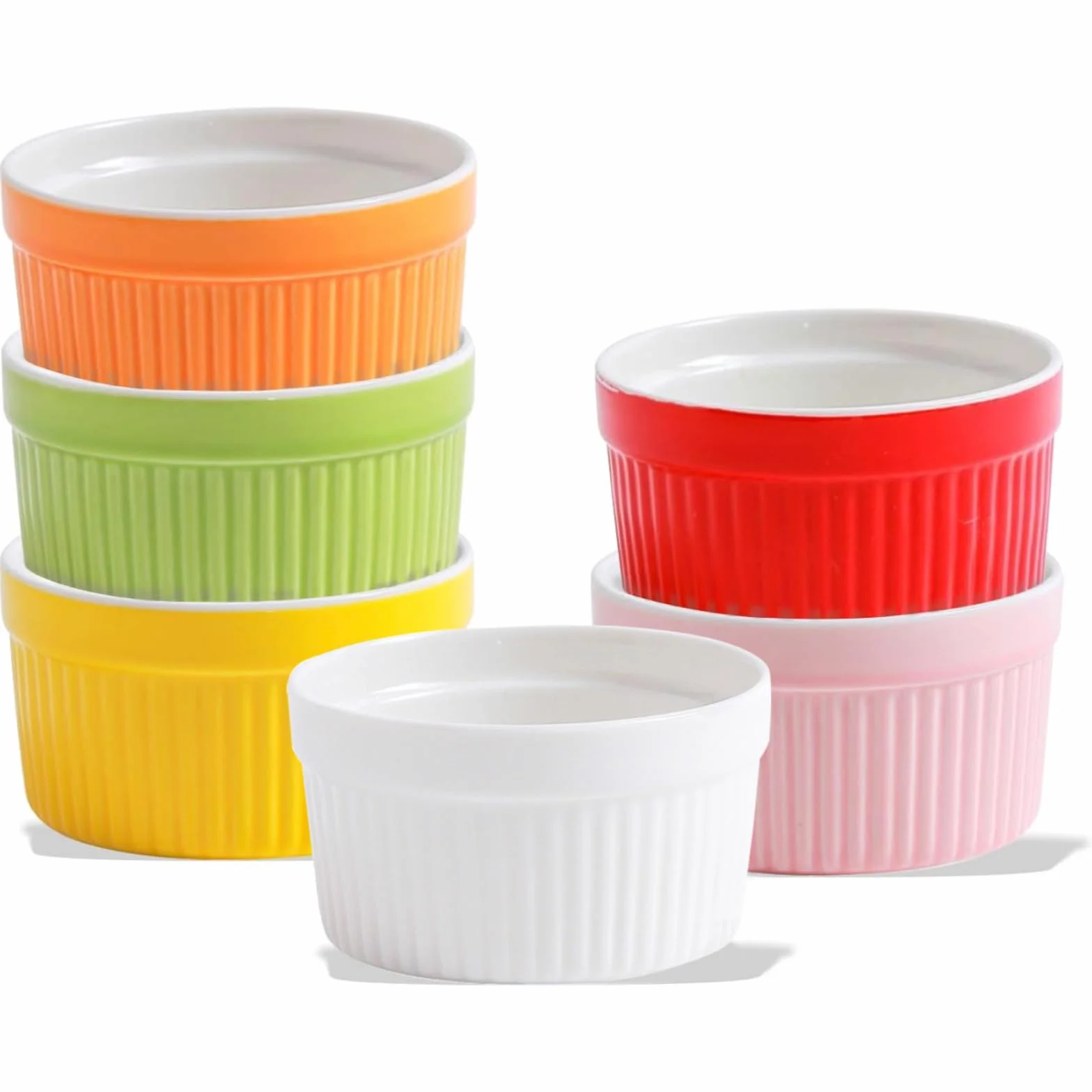 6X Stampi per Soufflé, Soufflé Forme da Forno, Ciotole di Ceramica per Creme Brulee, Stampi per Forno 200 mL Ciascuno per Crème Brulée, Muffin, Dolci e Pasticceria