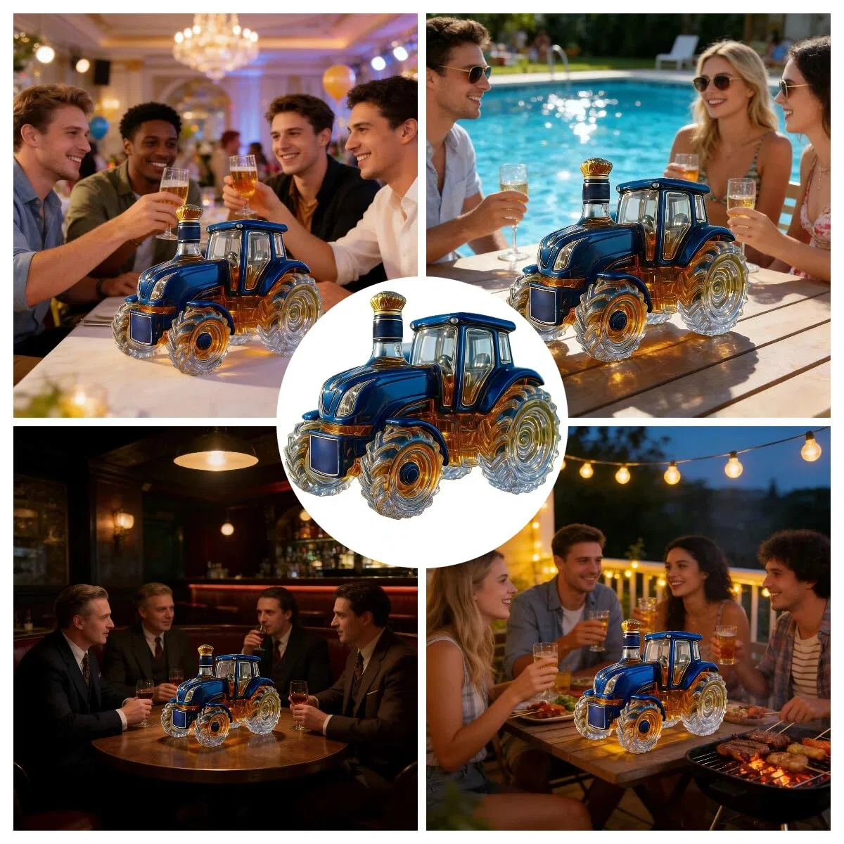 Decanter per whisky a forma di auto, bottiglia da trattore da 300 ml, dispenser di vino creativo a prova di perdite, statua d'arte