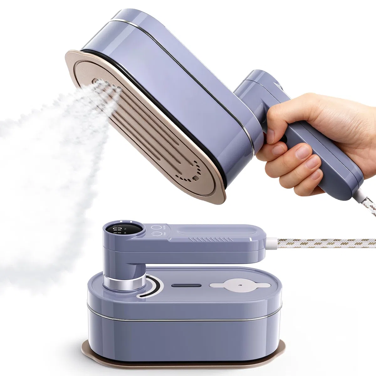 Ferro da Stiro a Vapore Portatile, 1200 W, 6 Modalità con Display LCD, Serbatoio Dell'acqua da 110 ml, Riscaldamento Rapido in 10 Secondi,Ferro da Stiro per la Casa e Viaggio