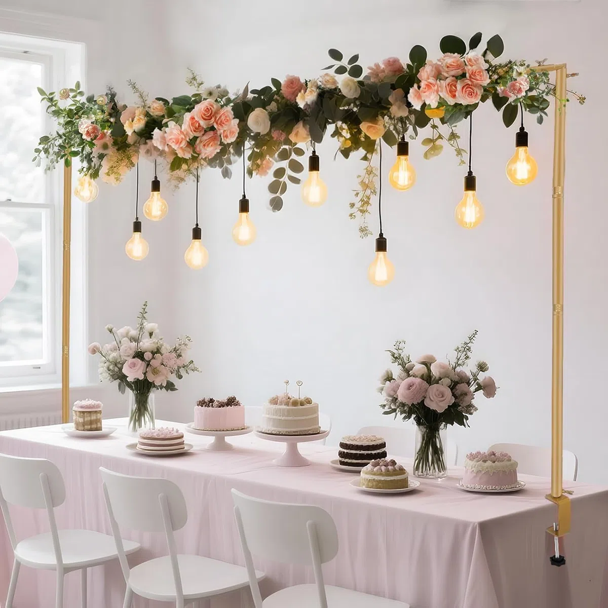 Arco da Tavolo Regolabile, Kit Quadrato con Arco per Palloncino da 120 a 260 cm, Supporto per Binario da Tavolo per Natale, Matrimonio, Compleanno, Decorazione per Feste, Decorazione per Anniversario