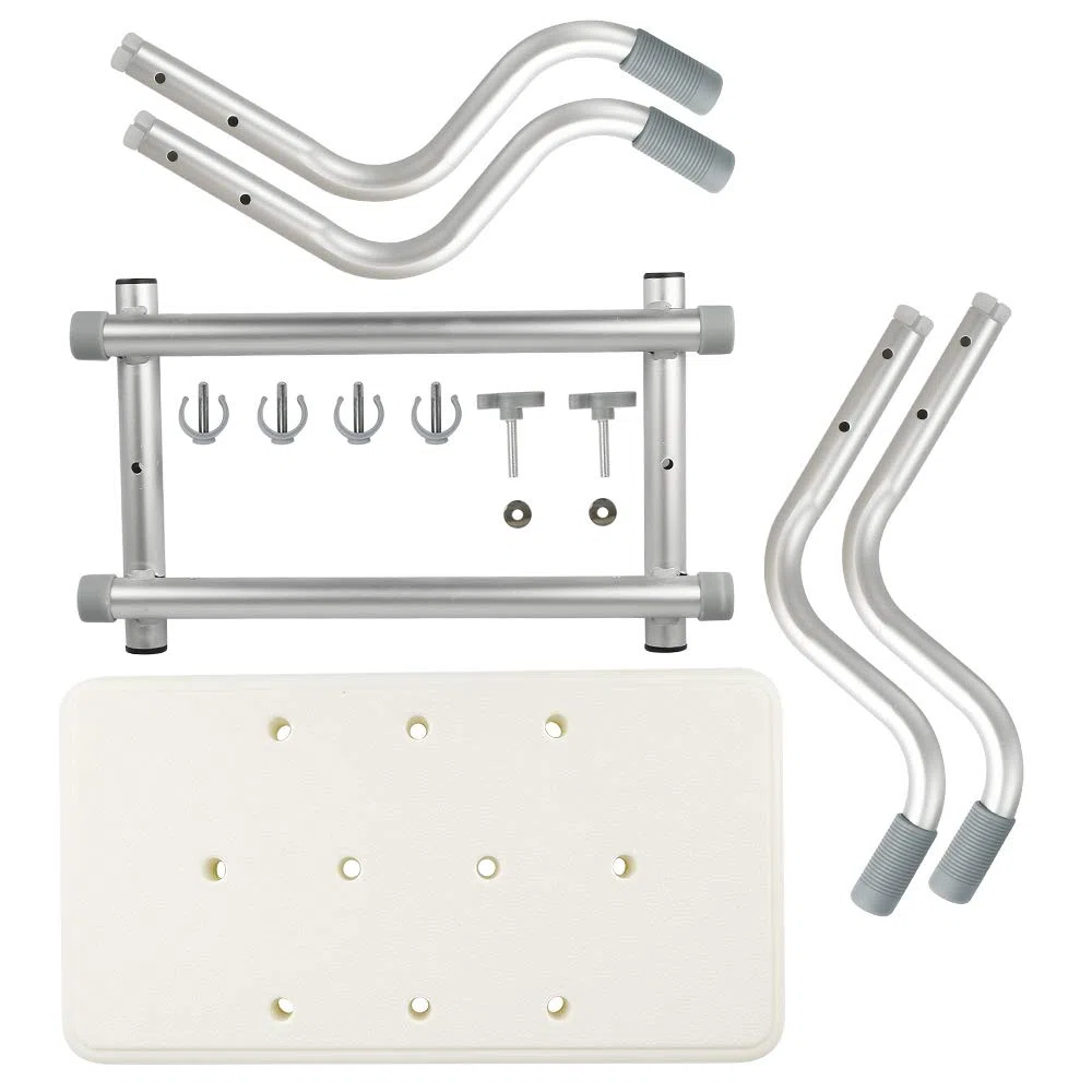 Sedile per Vasca in Lega di Alluminio e Plastica, Sgabello per Vasca da Bagno Larghezza Regolabile 73-83*22*18cm , Max. Carico 150kg
