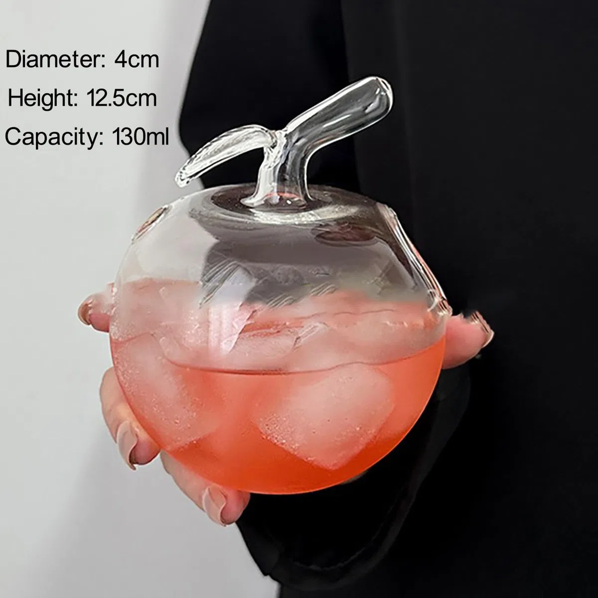 Bicchiere da cocktail a forma di pera a mela, bicchiere da cocktail creativo con cannuccia, adatto per acqua, succhi di frutta, birra, bevande, cocktail e bevande miste (mela)
