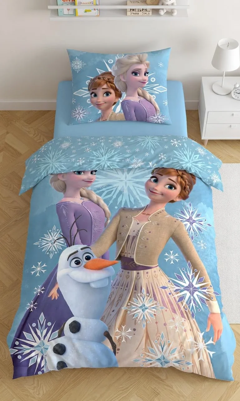 Disney Frozen - Biancheria da letto, motivo: Anna Elsa, 135/140 x 200 cm