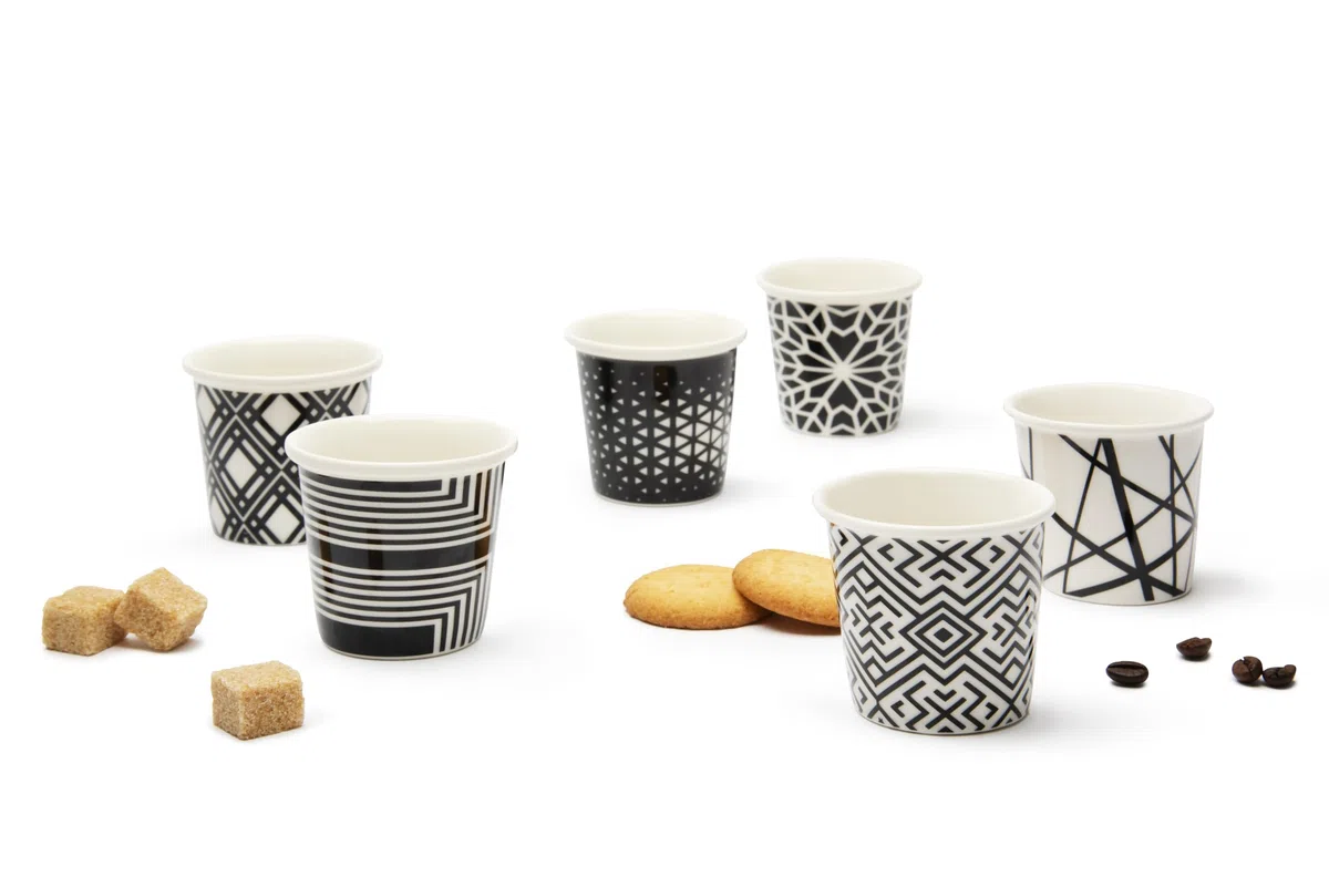 Excelsa Emily Set 6 Bicchierini Caffè, Porcellana, Multidecoro, Capacità 90 Ml.