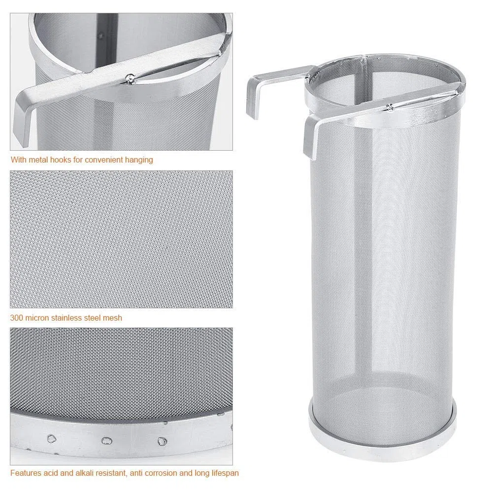 Delaman Filtro Birra, Tramoggia Filtro a Rete Filtro Tramoggia Cestello Birra Homebrew Birra Filtro Birra Caffè Filtro 304 Micron Acciaio Inox (Taglia : 10x25.5cm)