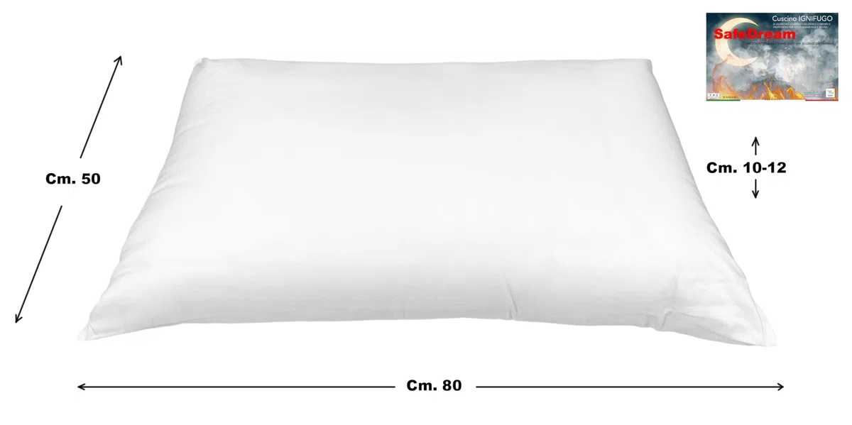 SafeDream – Cuscino Ignifugo Certificato, Guanciale Antifuoco per Hotel, B&B, Casa – Comfort e Protezione per Notti Sicure
