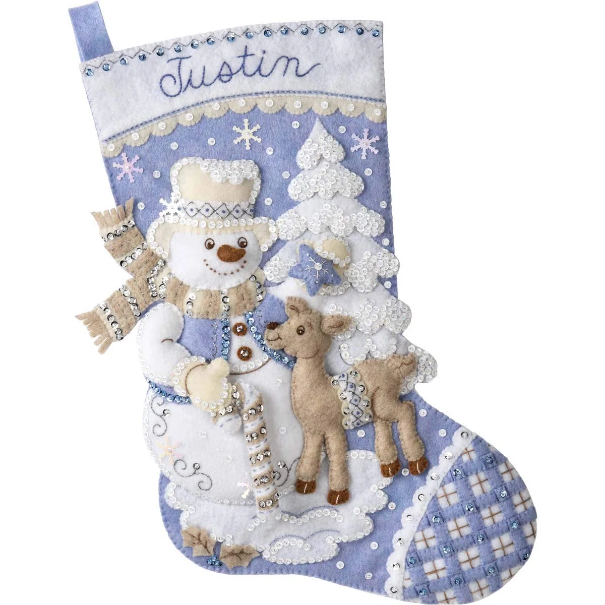 Bucilla 89245E - Kit per calze di Natale con applicazione in feltro, pupazzo di neve, 45,7 cm