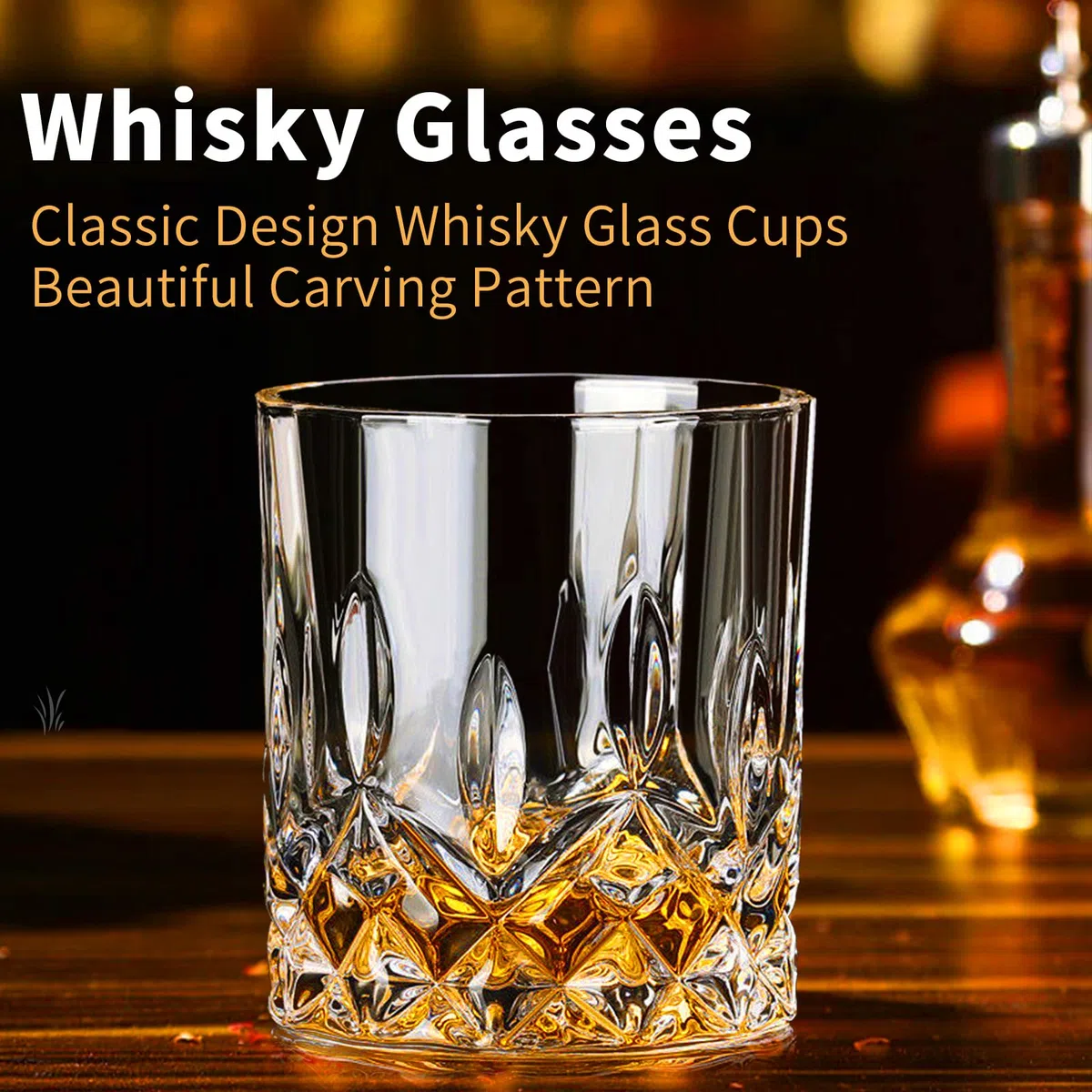 SuproBarware Set di 6 bicchieri da whisky vintage 300 ml di vetro di cristallo senza piombo per Bourbon, Brandy, Rum e cocktail