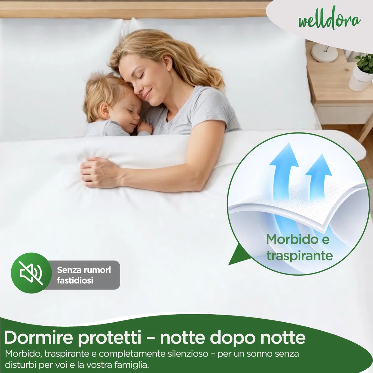 Welldora Copripiumino Antiacaro, Copri Piumino Testato contro Acari e Cimici dei Letti, Lenzuola Antiacaro Anallergiche (135x200cm)
