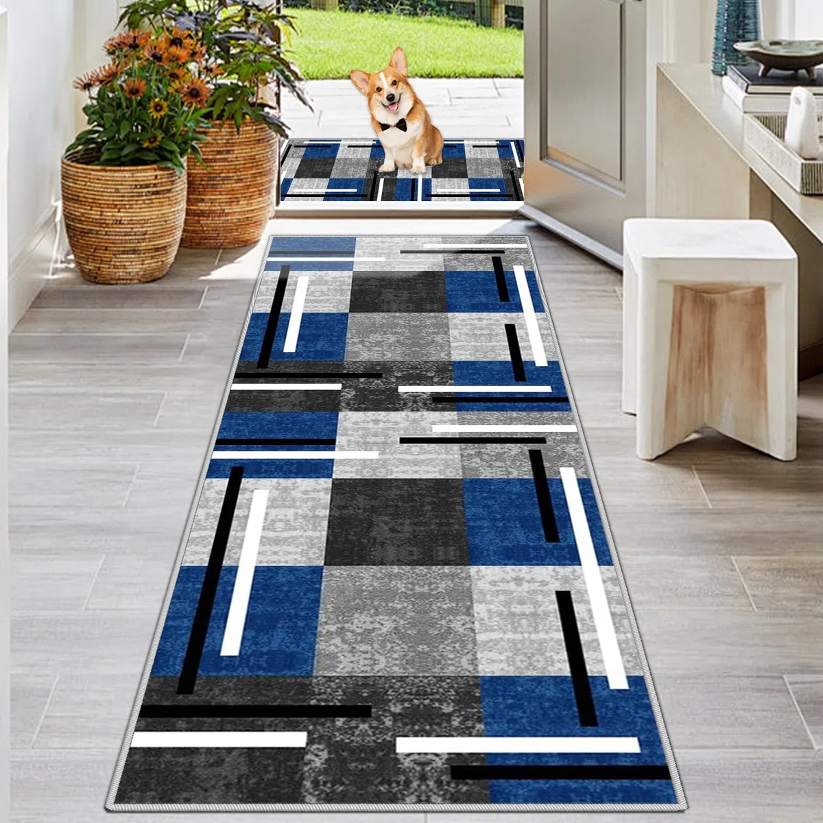 Tappeto Passatoia Corridoio Antiscivolo Tappeto per Cucina Lavabile Moderno Multiuso 80 x 100 cm Tappeto Corridoio Runner Ingresso Interno Lungo Tappeti per Soggiorno Camera da letto Entrata Bagno