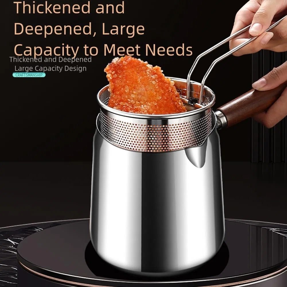 Friggitrice in acciaio inox, friggitrice da 1,5 l o 2,0 l con cestello a rete fine, prestazioni di lunga durata e resistente alla ruggine, per fornelli a gas o induzione (A-1)