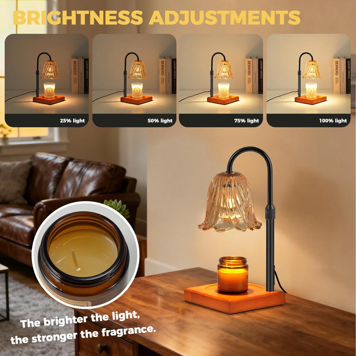 GODONLIF Lampada Riscaldante per Candele, Riscaldatore per Candele Dimmerabile, Altezza Regolabile, Riscaldatore per Cera per Decorazione della Casa in Camera da Letto e Soggiorno con 2 Lampadine.
