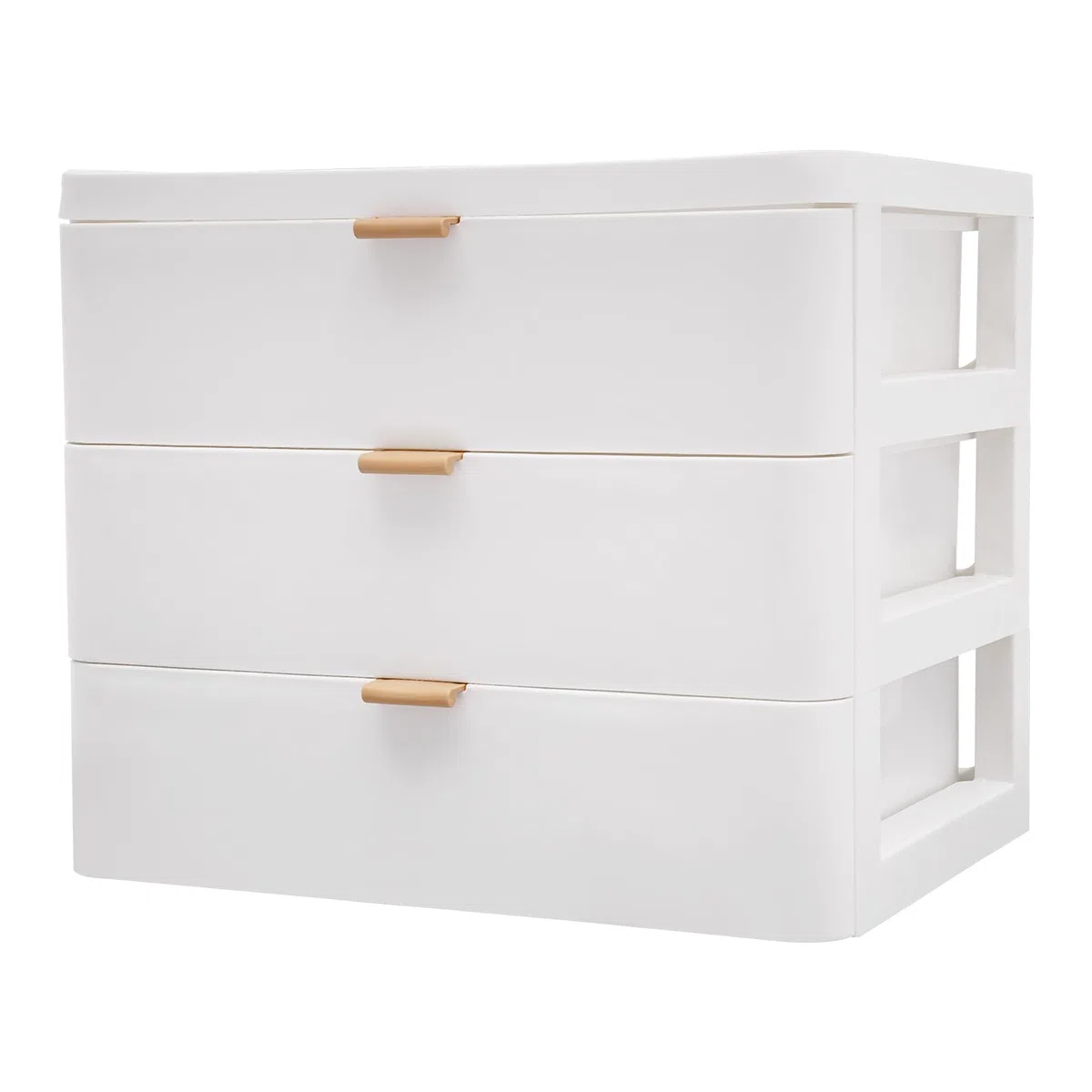 Organizer da scrivania a 3 ripiani, rettangolare, con cassetti, 26 x 20,2 x 22,3 cm, bianco