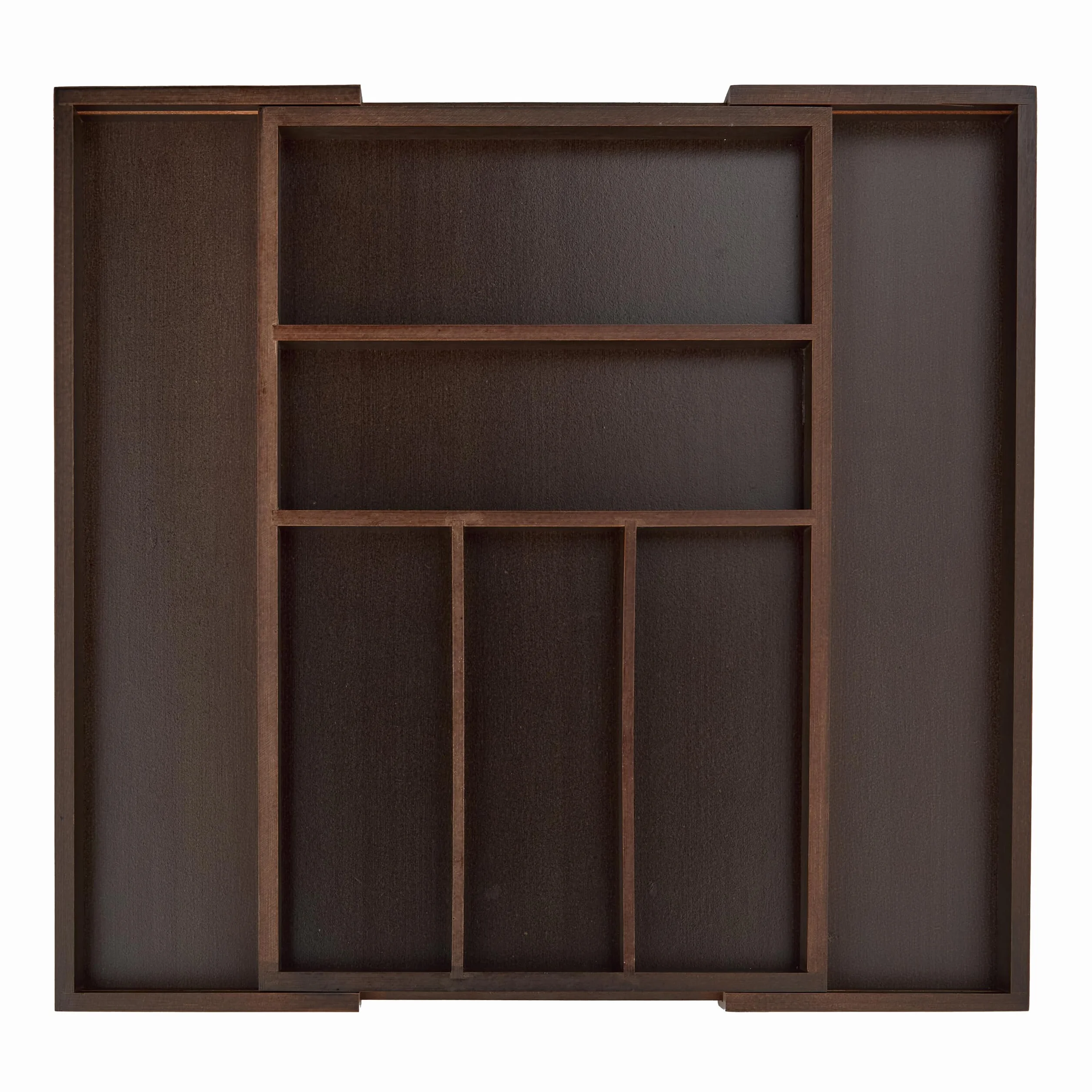 Relaxdays Portaposate da Cassetto, Estraibile Larghezza Var., da 5 a 7 Scomparti in Bambù HLP: 5x48x46 cm, Marrone Scuro