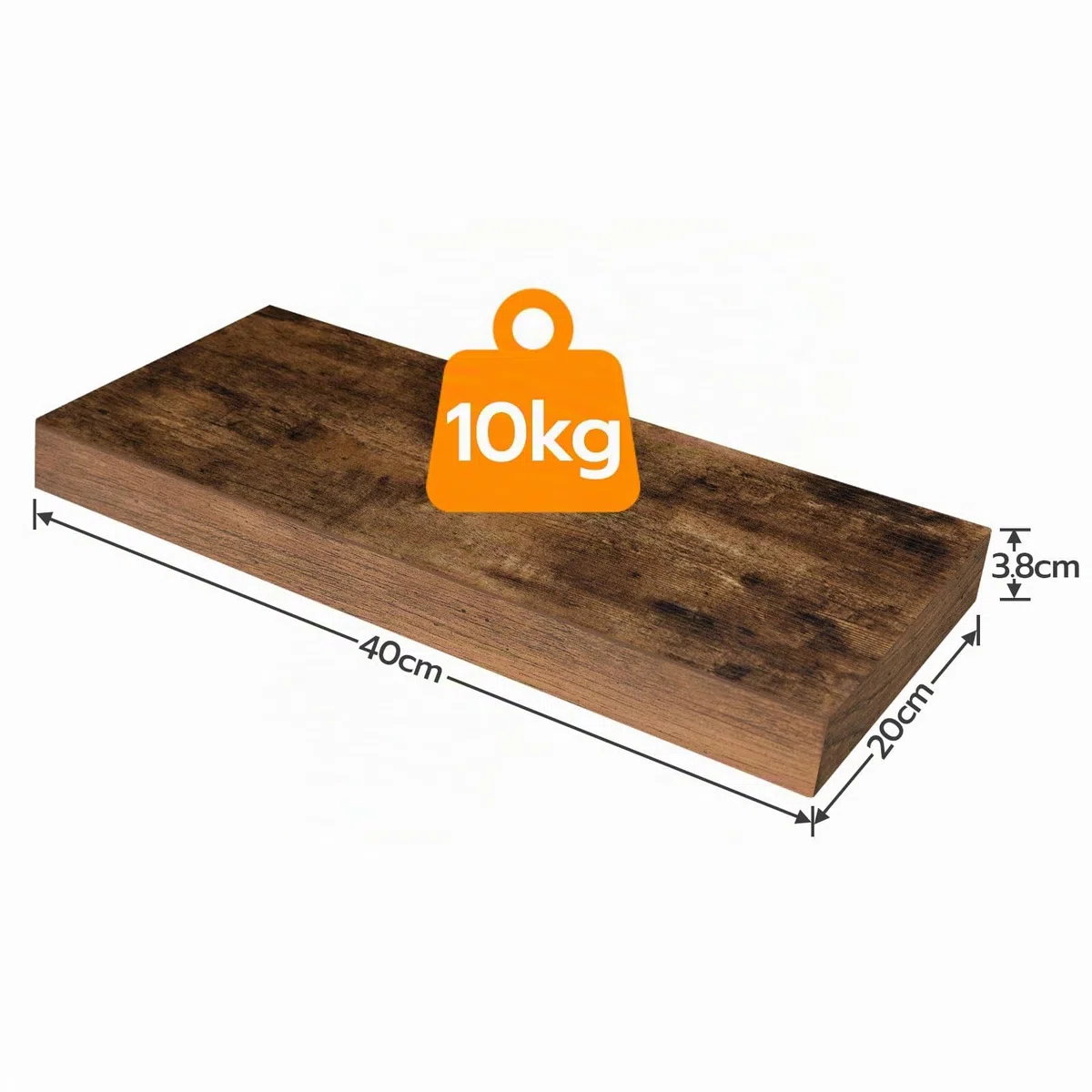 HOOBRO Set di 2 Mensole da Muro Sospese, Robuste Mensole da Parete Marrone Vintage, con Supporto Nascosto, 40 cm, per Bagno, Camera da Letto, Cucina, Ufficio, Soggiorno EBF40BJ01
