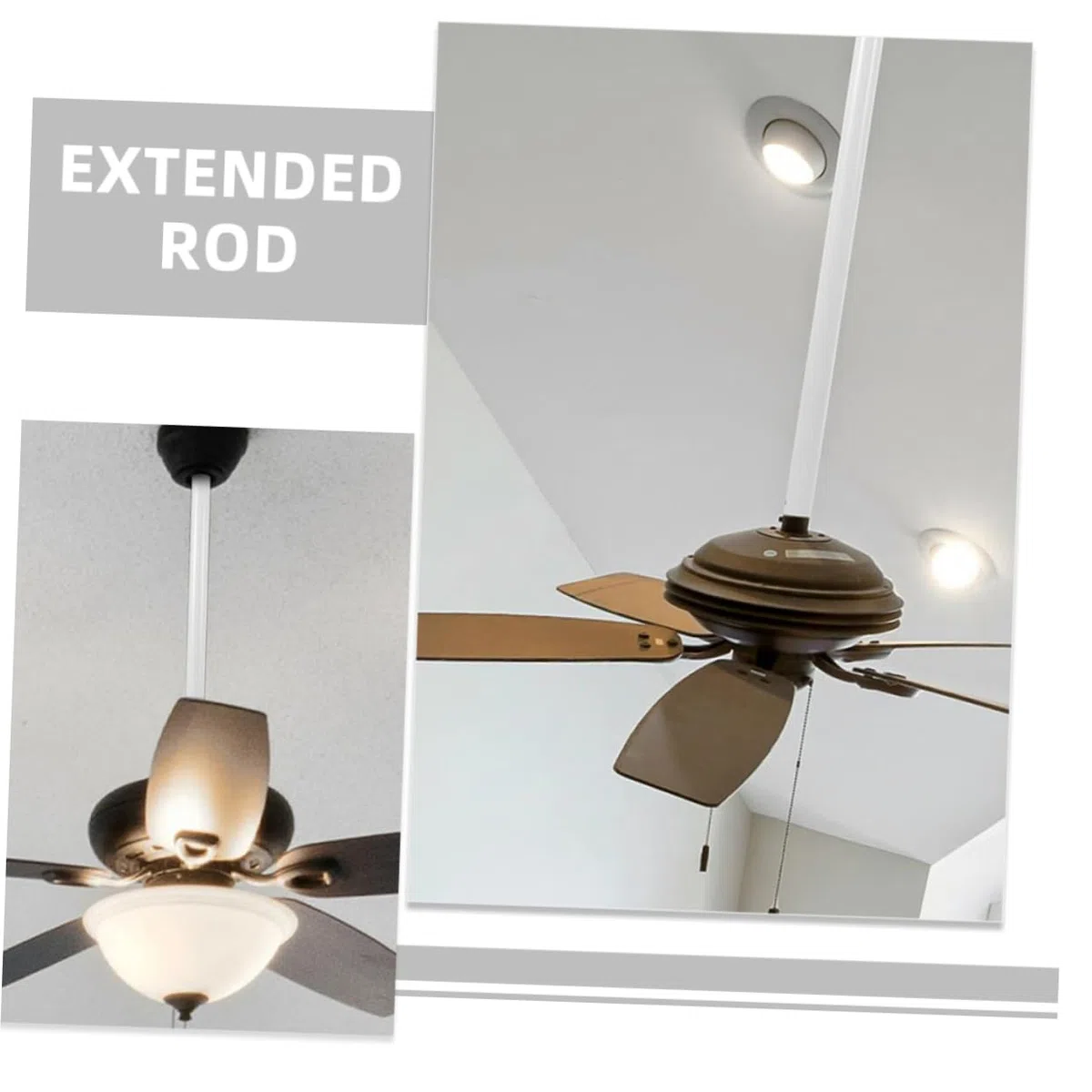 2pezzi Asta Estensione Per Ventilatore Da Design Elegante e Robusto Facile Installazione Per Soffitti e Inclinati