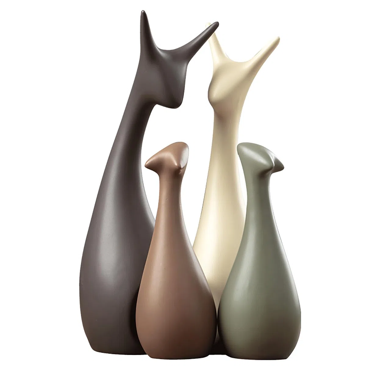 Ornamento Animale Porcellana 4 Pezzi Cervo Ceramica Famiglia Scultura in Ceramica Cervo Arredamento per Camera da Letto, Soggiorno, Studio, Decorazioni per la Casa e Regali