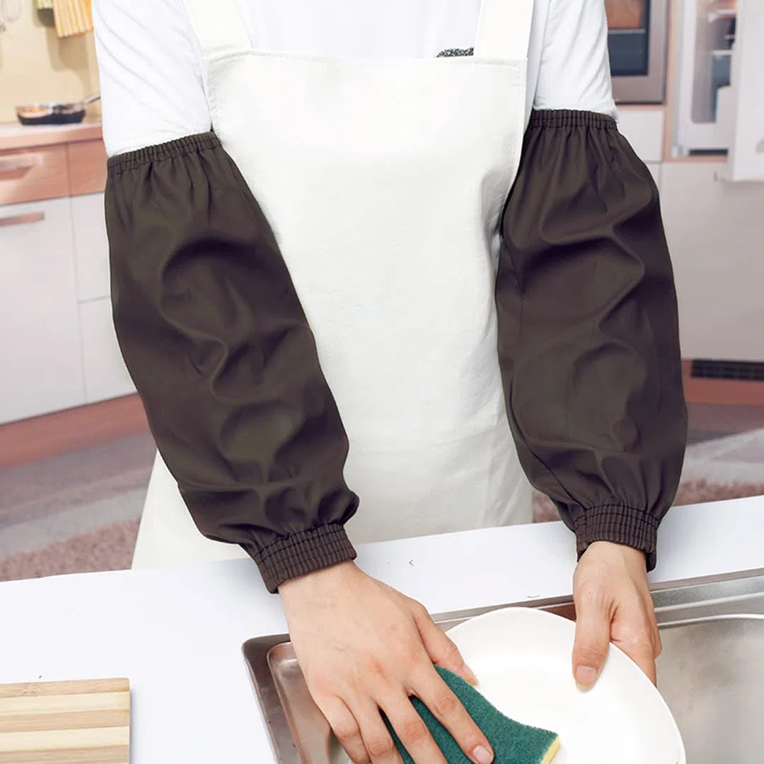 3 paia di manicotti impermeabili in pelle copre ispessimento protezione overleeves elastico oilproof maniche braccio coperture per cucina