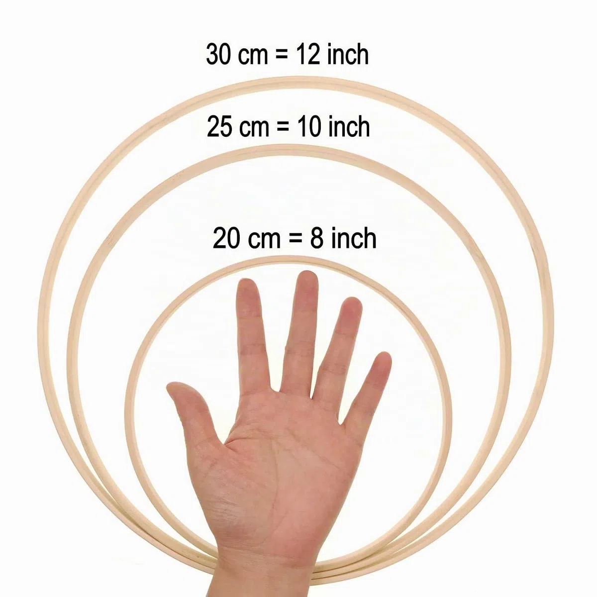 JZK, 20 cerchi in legno da 25 cm, per macramè, per acchiappasogni in legno, anelli floreali per ghirlande da appendere alla parete