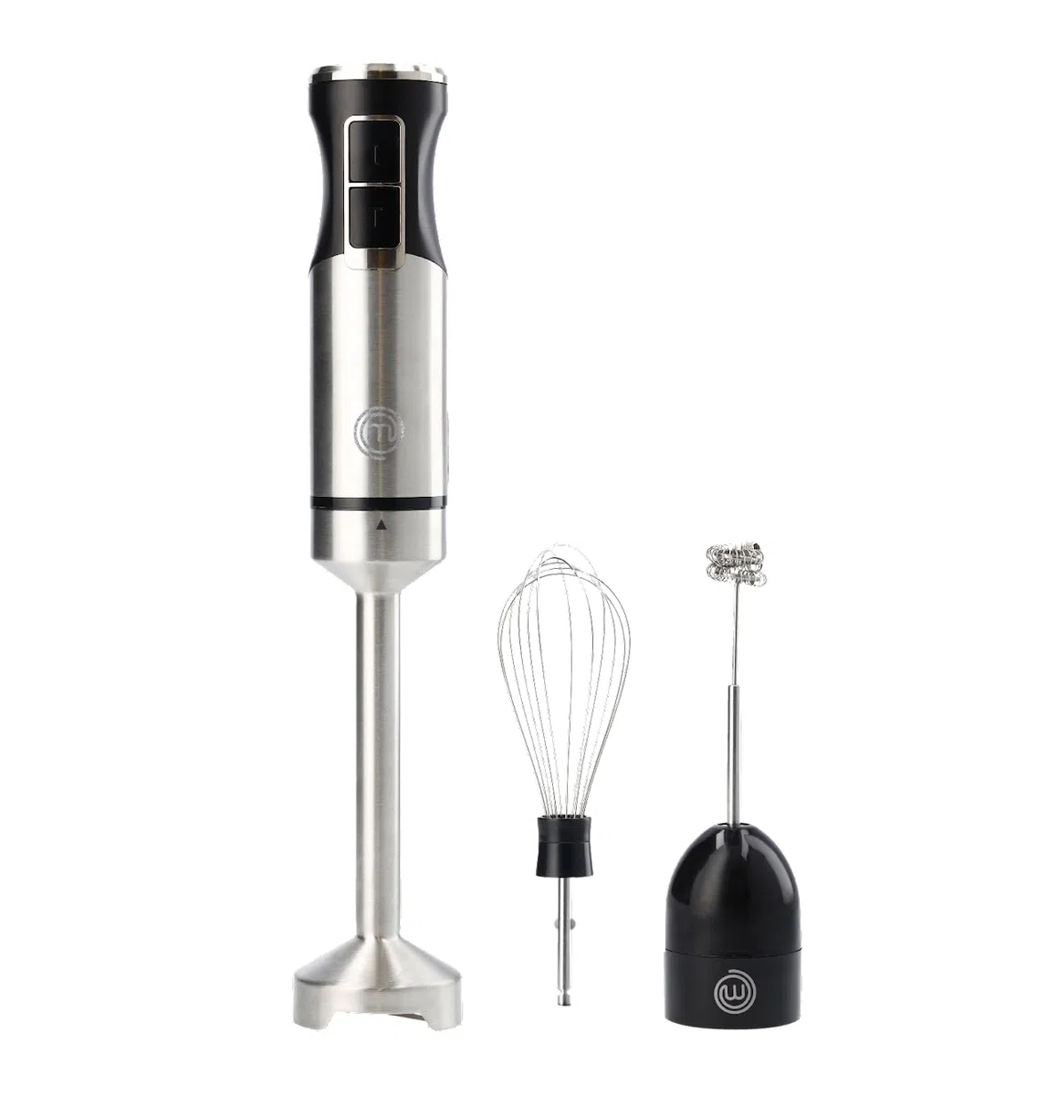 MasterChef Frullatore a Immersione, Minipimer 3 in 1 con Montalatte Elettrico e Frusta, per Zuppa, Cappuccino e altro, Frullino Multifunzione in Acciaio Inox, 400w