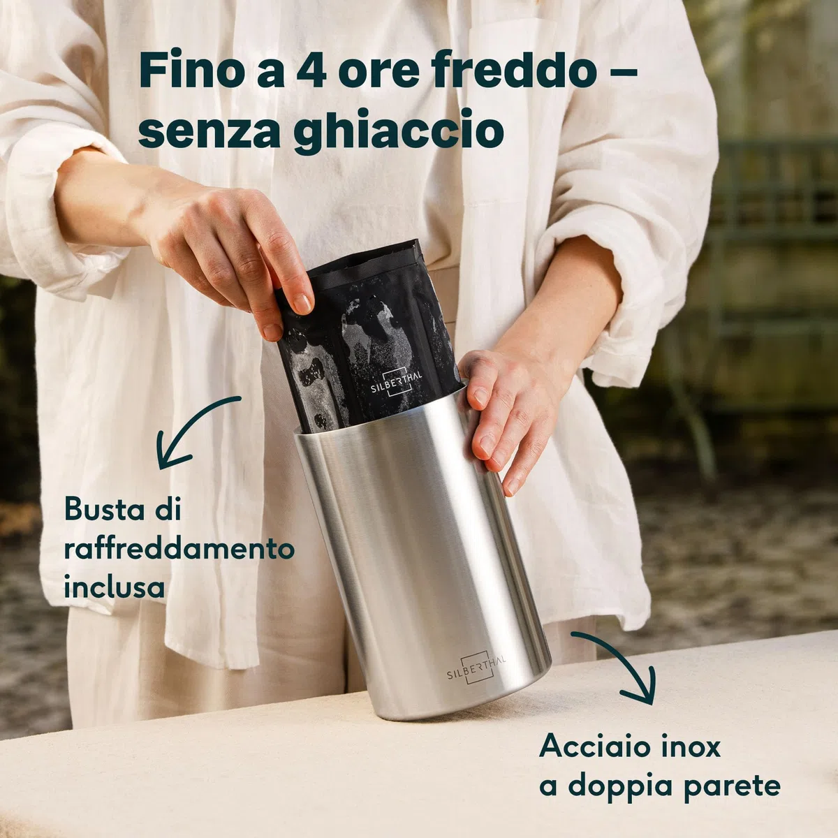 SILBERTHAL Glacette Bottiglia Vino -2 Busta incluse - Secchiello vino refrigerante - Wine Cooler