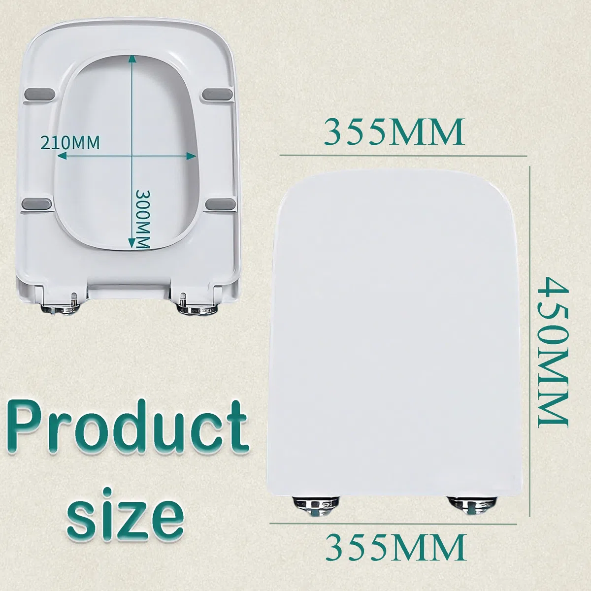 Sedile WC, Tavoletta Wc Quadrata Con Funzione Di Sgancio Rapido, Antibatterico & Non Ingiallisce, Copriwater Con Chiusura Rallentata, Asse Wc Facile Da Installare, Facile Da Pulire