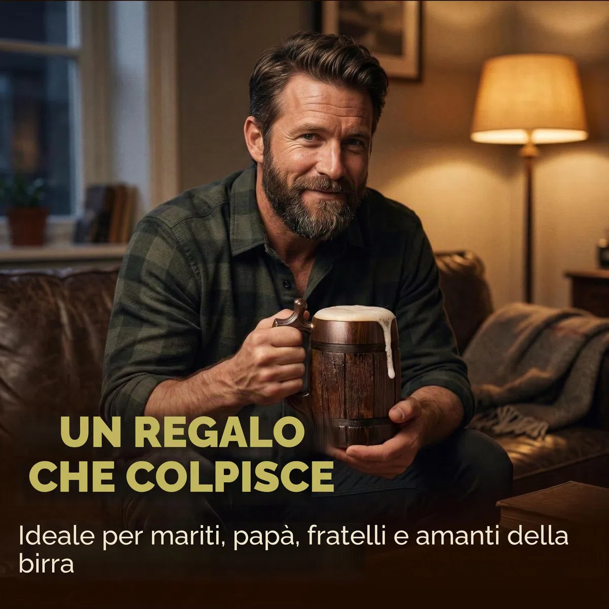 Tazza di birra in legno di quercia fatta a mano Tazza in acciaio inossidabile Naturale ed ecologico 0,6 litri 20 once Barrel Brown