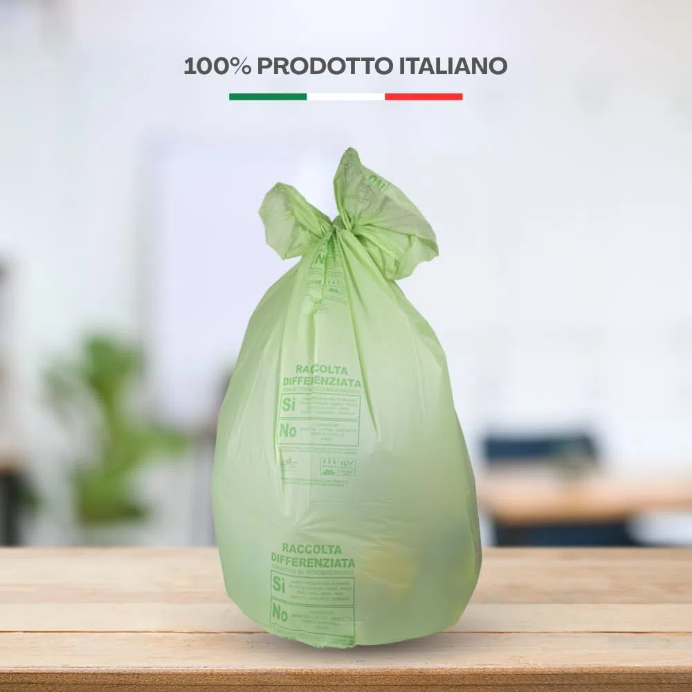 100 Sacchi Raccolta Umido e Organico misura cm 70x110 (110 Litri) sacchetti spazzatura biodegradabili e compostabili