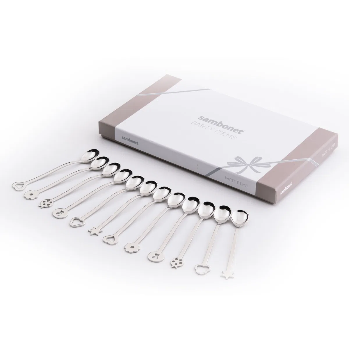 Sambonet New Portafortuna Set di Cucchiai da Portata 12 pz., Forme Diverse, Cucchiaini per Servire, da Gourmet, 52550C97