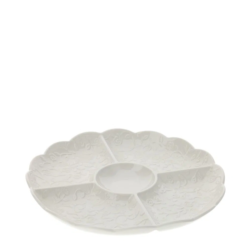 HERVIT ART.29398 ANTIPASTIERA PORCELLANA BIANCA DIA.27CM