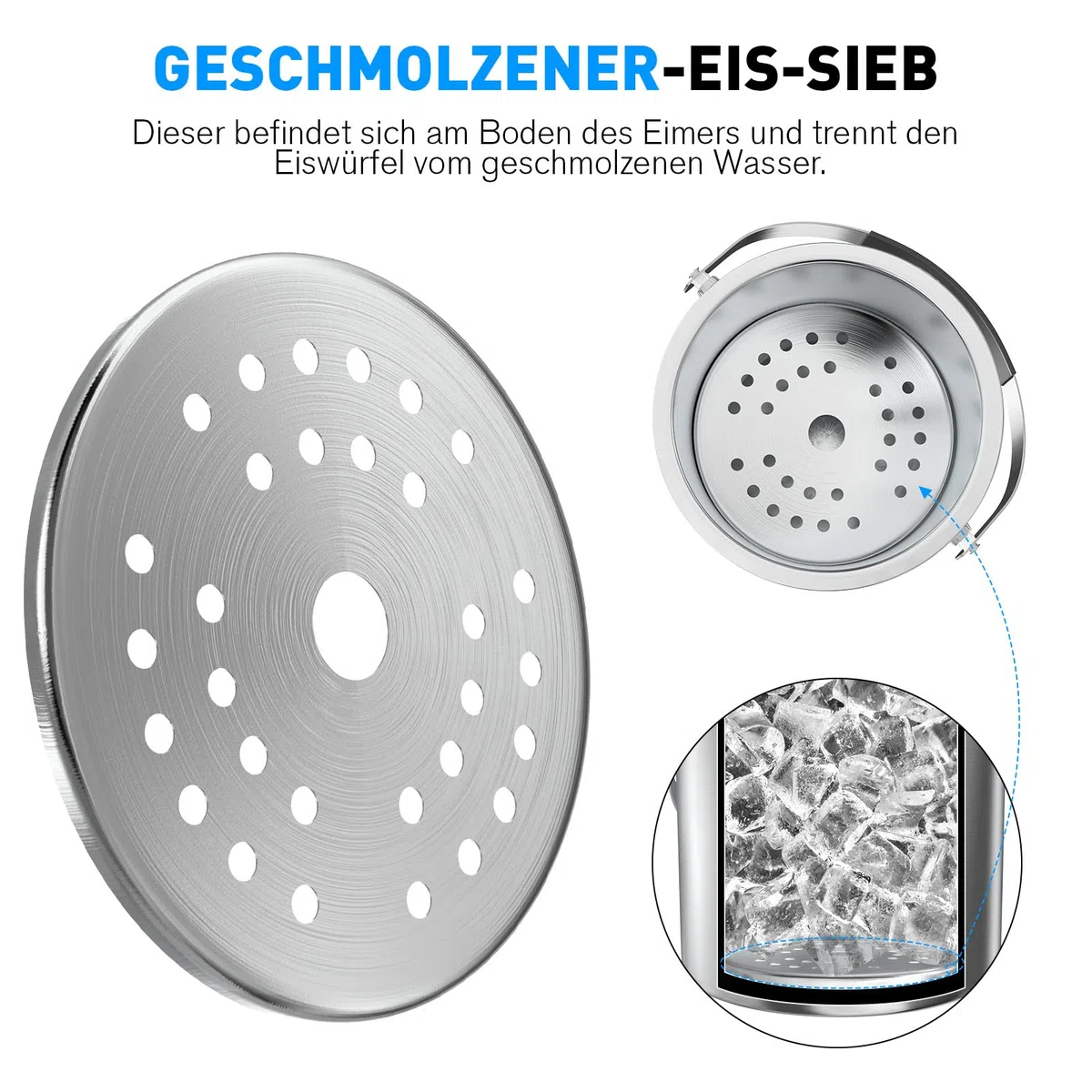 Secchiello Ghiaccio 3,2L Acciaio Inox a Doppia Parete Isolante, Secchiello Ghiaccio Vino Inclusa Coperchio Ermetico, setaccio e pinze per Il Ghiaccio, Cestello Ghiaccio per Feste ed Eventi