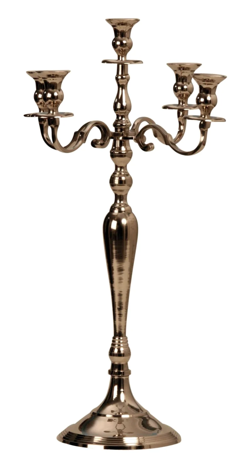 portacandela 5 braccia metallo CANDELABRO 60cm colore argento candelabro