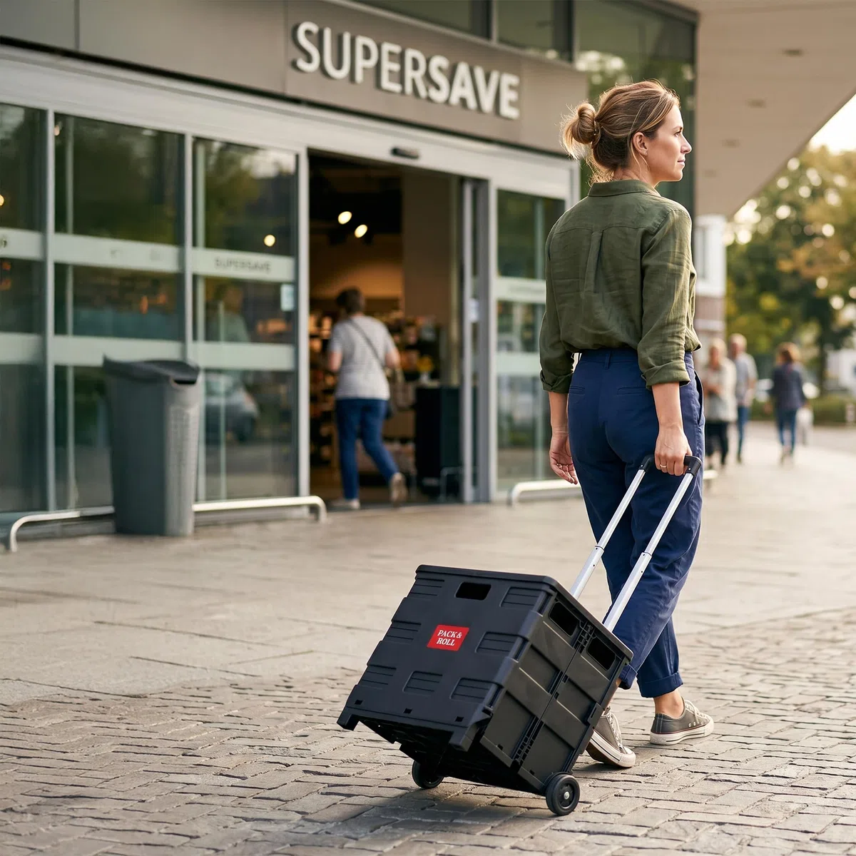 Relaxdays Carrello Portaspesa Pieghevole, con Manico Telescopico e Coperchio Carrellino Trolley, 99 x 45 x 38 cm, Nero