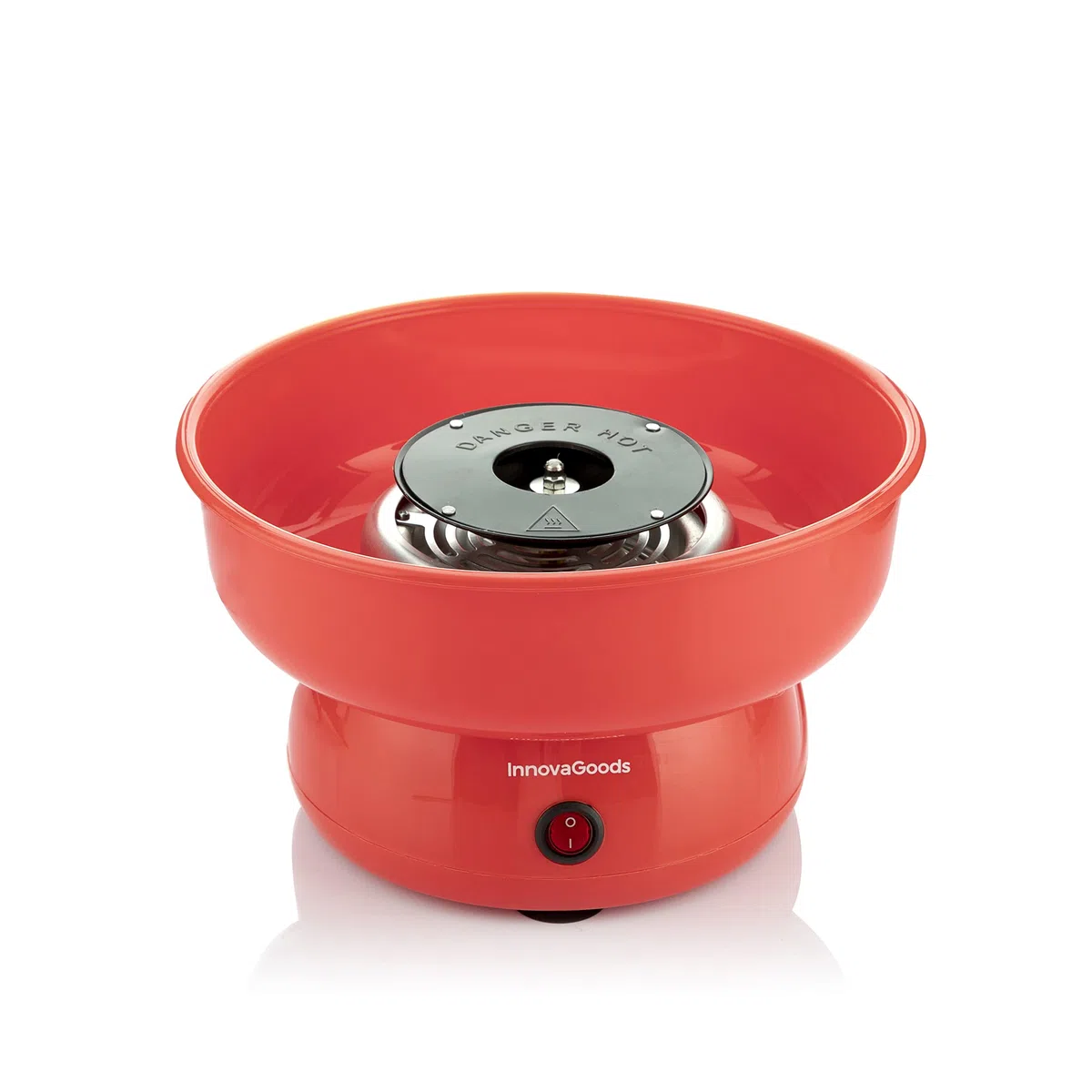InnovaGoods - Macchina Zucchero Filato Cantty, 450W, Divertimento Feste ed Eventi, Design Moderno, Rapido e Facile da Usare, PP, ABS, Acciaio Inossidabile, Rosso