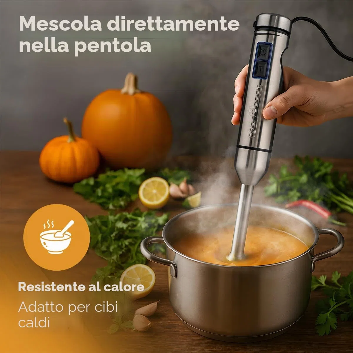Frullatore a immersione ProfiCook® 1000 W | gambo extra lungo | funzione Ice Crush | frullatore con lama a 4 lame | adatto anche per cibi caldi | frullatore a immersione | PC SM 1317