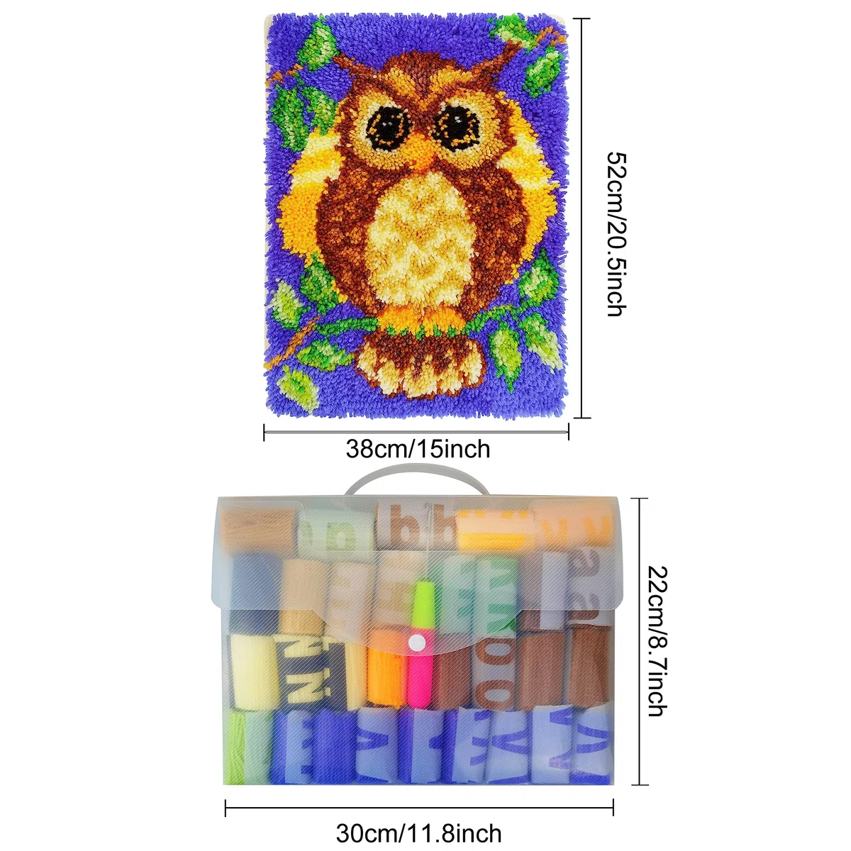 TmppDeco Kit con gancio a scatto a forma di gufo, per principianti, fai da te, per principianti, 38 x 50 cm