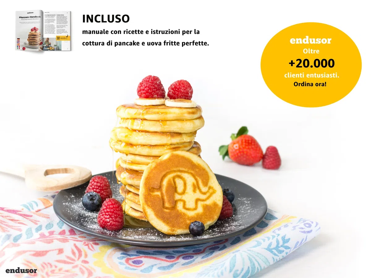 endusor Padella per Pancake Animali per Bambini - Ø26cm Padella per Pancake antiaderente | Per Fornelli a Induzione Gas Ceramica Elettrici | Piastra 7 stampi divertenti per Pancakes Motivo Animali