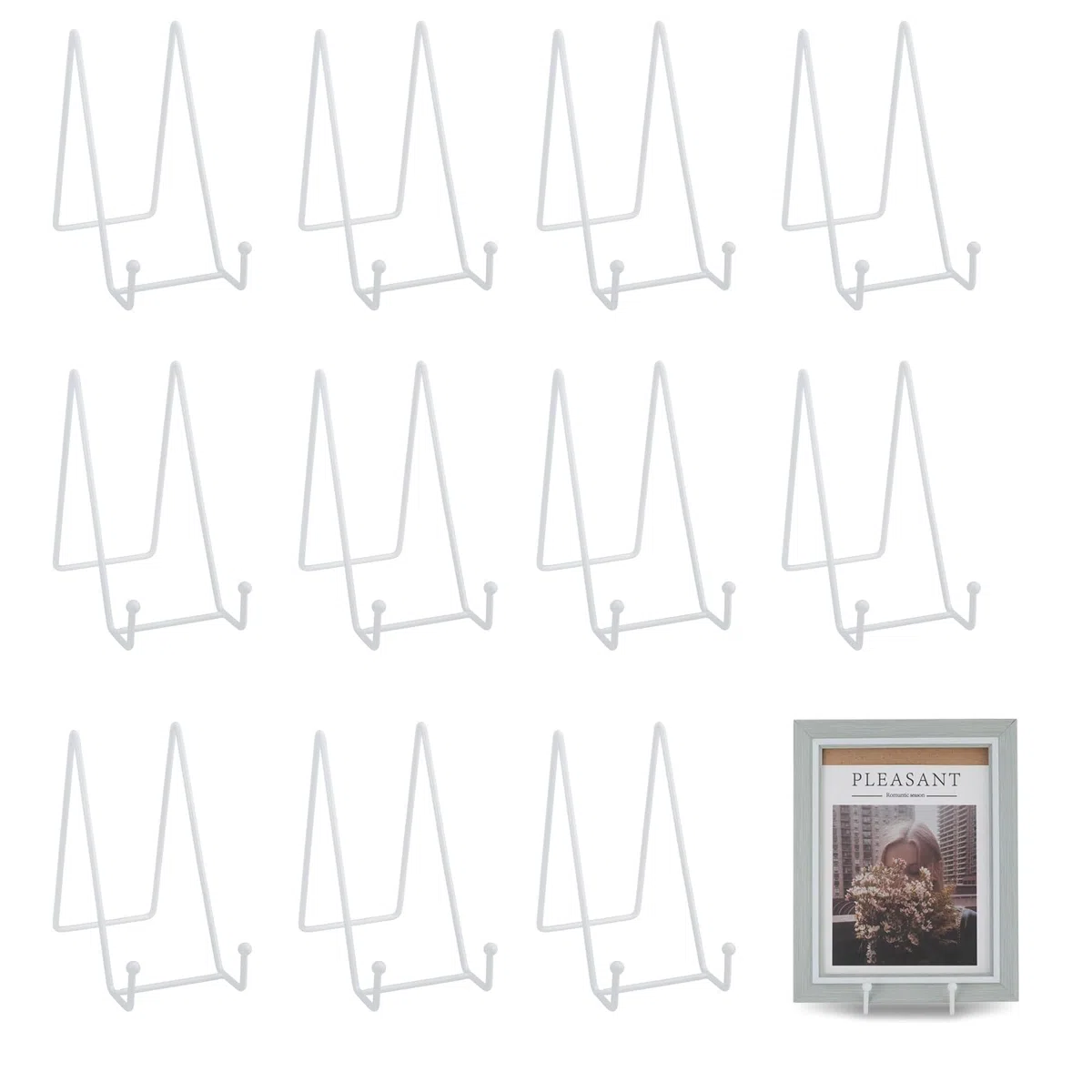 12 Pezzi Supporto Cavalletto Espositore Porta Piatti, 6 Pollici Metallo Porta Piatti da Esposizione Cavalletto da Tavolo, Espositori Ferro per Piatto Decorativo Foto Libri (Bianco)