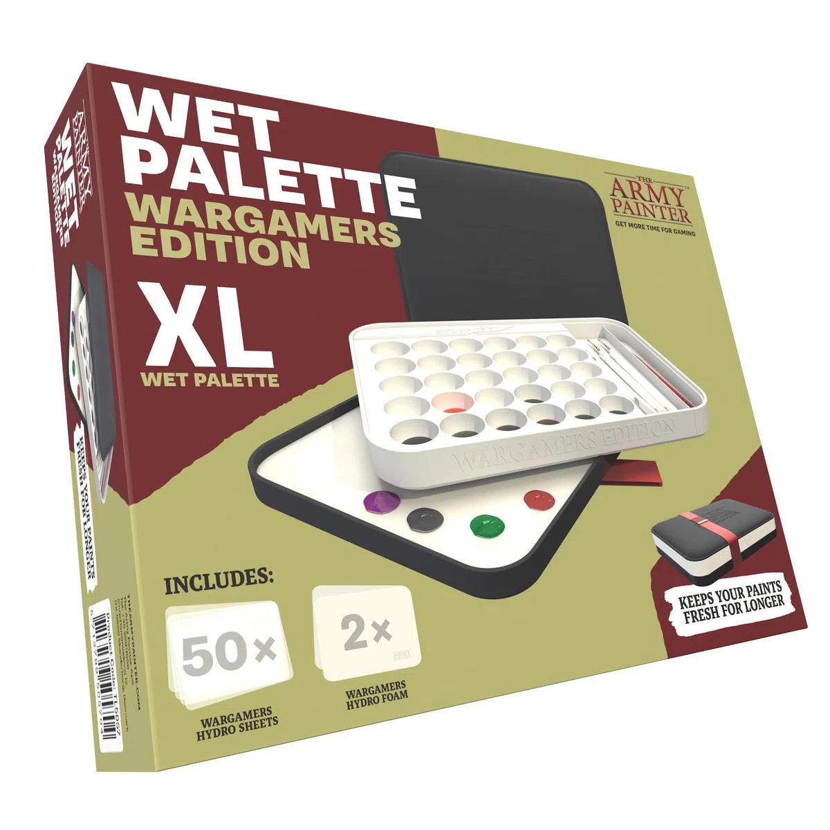 The Army Painter, Wargamers Edition Wet Palette XL, con 50 fogli Hydro Sheets, 2 Hydro Foams & Brush Storage – Wet Palette per miniature pittura acrilica, Dnd & Warhammer
