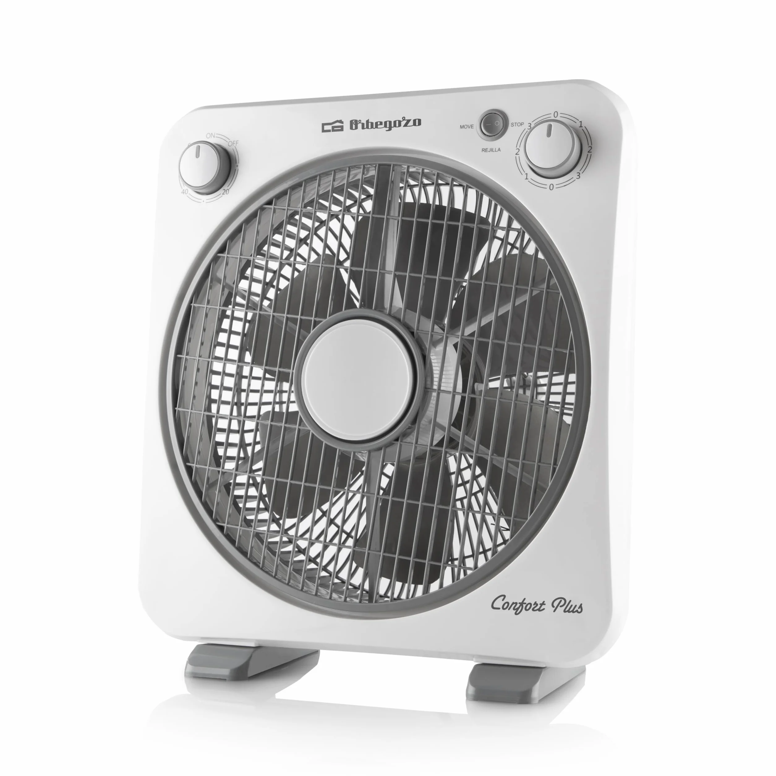 Orbegozo BF 0138 - Ventilatore da pavimento a 6 pale, griglia di protezione girevole bidirezionale, 3 velocità di ventilazione, diffusore girevole, timer 60 minuti, potenza 40 W