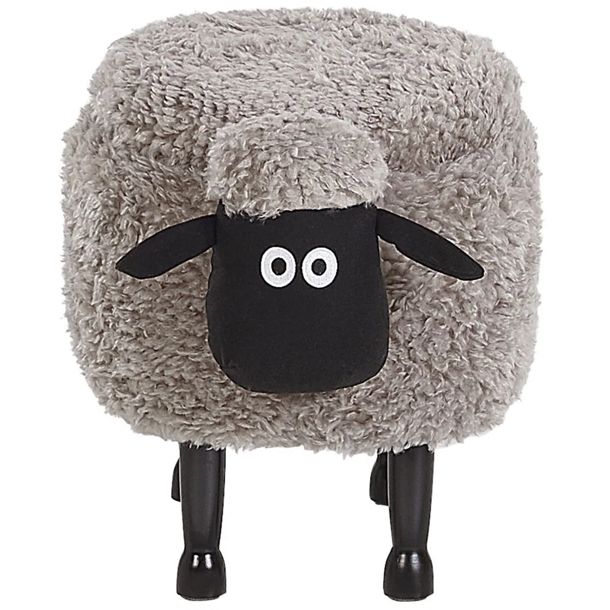 Beliani Pouf Contenitore per Bambini Finta Pelliccia Grigia con Gambe Legno