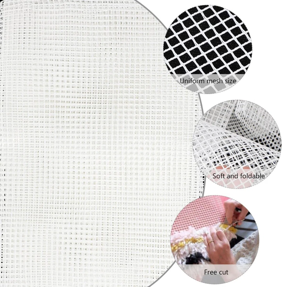 Tyenaza Panno a Rete per Maglieria, Tessuto a Rete per Tappeti, Rete Tela Bianco per Tappeti Fai da Te Mesh Artigianal per la casa Strumenti per Accessori(Mesh Cloth 150 * 100cm)