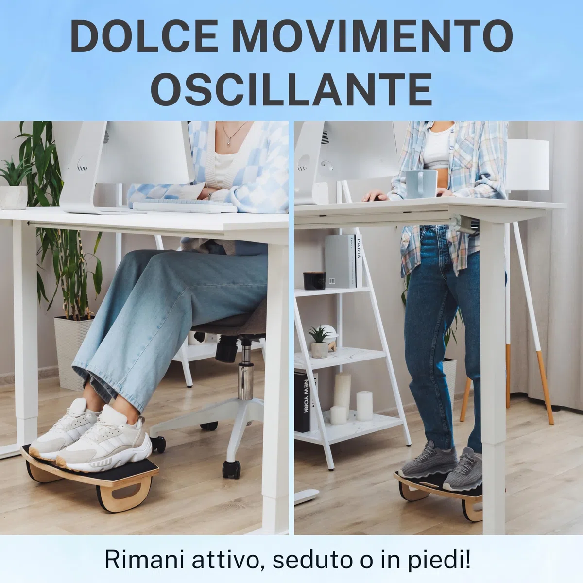 poggiapiede da scrivania in legno – Altalena antiscivolo EVA 3M – Comodo per ufficio e casa