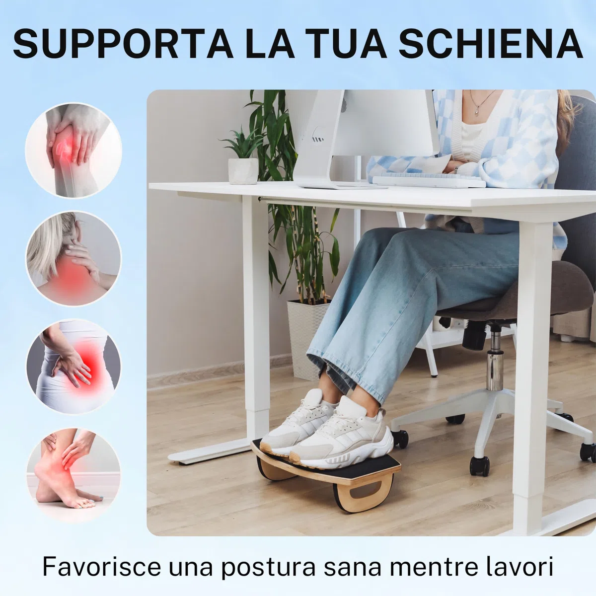 poggiapiede da scrivania in legno – Altalena antiscivolo EVA 3M – Comodo per ufficio e casa