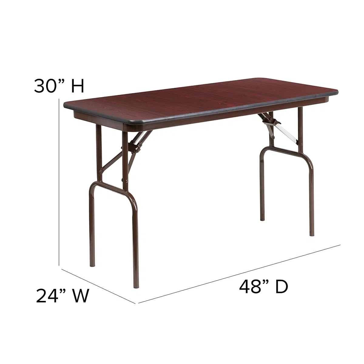 Flash Furniture 24x48 MEL Tavolo pieghevole in legno, tessuto, mogano, 61 x 121,9 cm