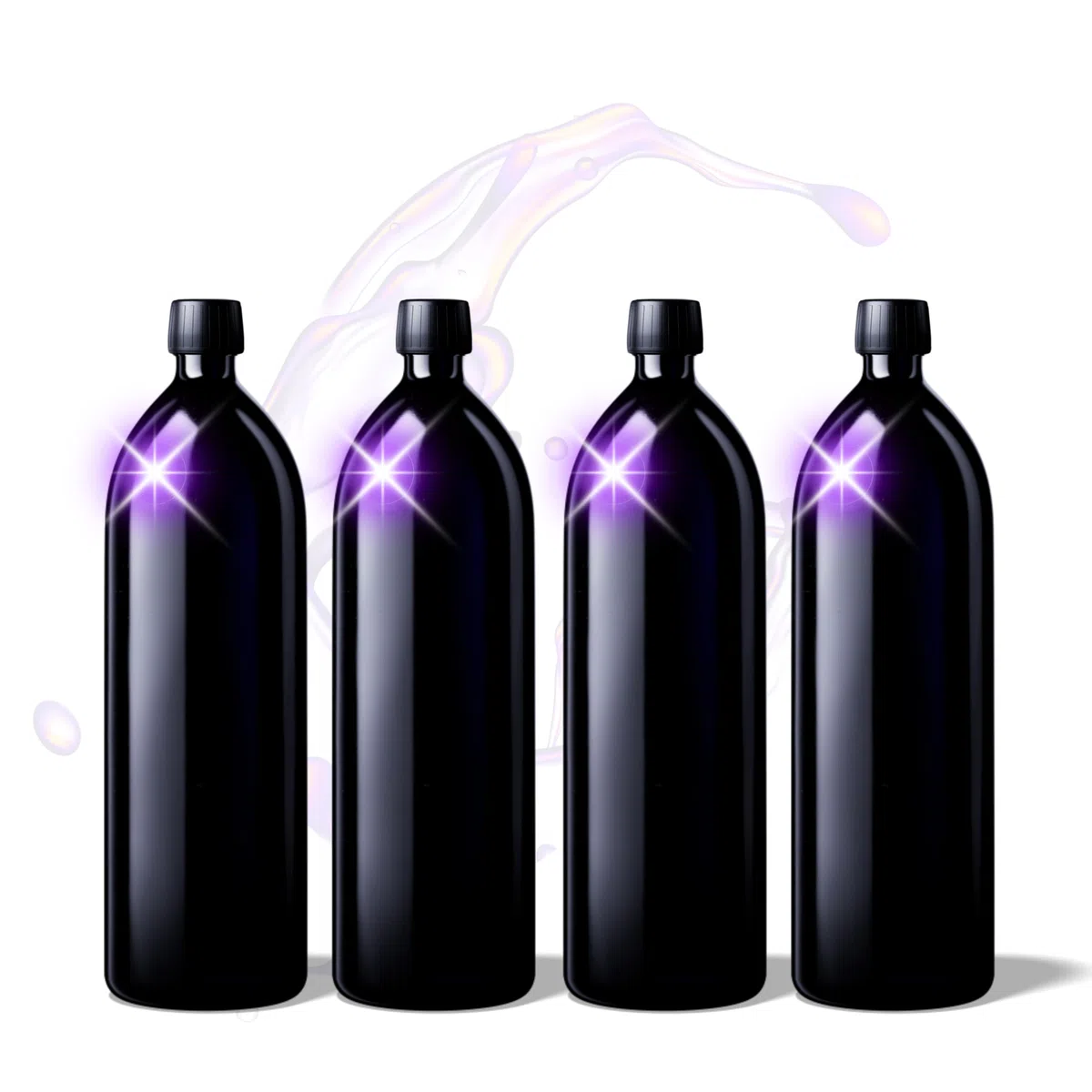 ANCEVIA Miron Aquarius 4x1000ml Bottiglia per Acqua - SM130021-204 incl. Tappo - RGB43D1A001-200 Protezione UV superiore al vetro marrone! - Aqua Bottle