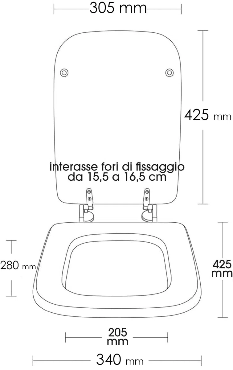 SEDILE COPRIWATER UNIVERSALE SQUADRATO IN LEGNO LACCATO BIANCO 34X42,5