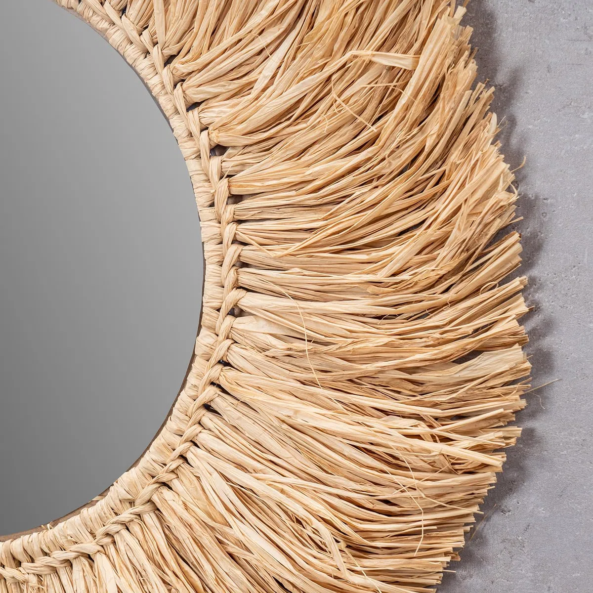 Levandeo Specchio da parete in fibra di salice Ø 50cm, rotondo, specchio per corridoio, decorazione murale in stile boho, decorazione in stile boho, decorazione naturale, bohochic